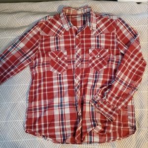 Arizona Jeans Women's XXL Long Sleeve Western Shirt. White Pearl Snaps. GUC.